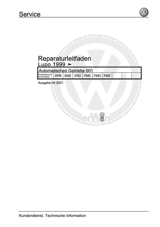 Lupo (1998 - 2006) Reparaturanleitung Automatisches Getriebe 001