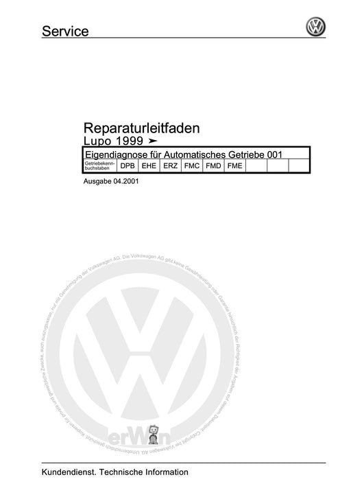 Lupo (1998 - 2006) Reparaturanleitung Eigendiagnose für Automatisches Getriebe 001