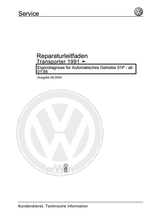 Transporter (1991 - 1996) Reparaturanleitung Eigendiagnose für Automatisches Getriebe 01P - ab 01.95