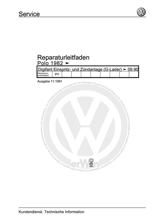 Polo (1981 - 1994) Polo-Coupe-Steilheck-Stufenheck Reparaturanleitung Digifant Einspritz- und Zündanlage (G-Lader) ä 09.90