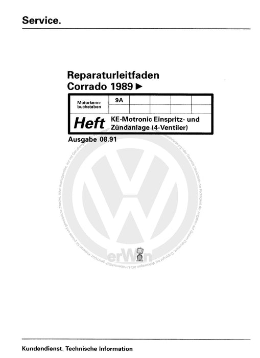 Corrado (1988 - 1995) Reparaturanleitung KE-Motronic Einspritz- und Zündanlage gA
