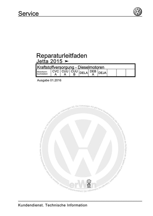 Jetta (1980 - 1988) Jetta Reparaturanleitung Kraftstoffversorgung - Dieselmotoren