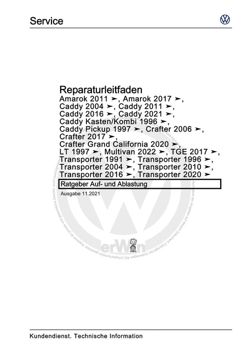 Caddy (2011 - 2015) Caddy-Caddy Maxi Reparaturanleitung Ratgeber Auf- und Ablastung