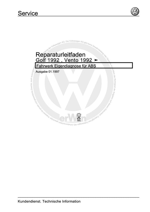 Golf Cabriolet (1994 - 2002) Reparaturanleitung Fahrwerk Eigendiagnose für ABS