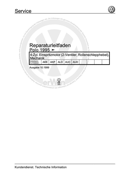 Polo (1995 - 2002) Polo Reparaturanleitung 4-Zyl. Einspritzmotor (2-Ventiler, Rollenschlepphebel), Mechanik