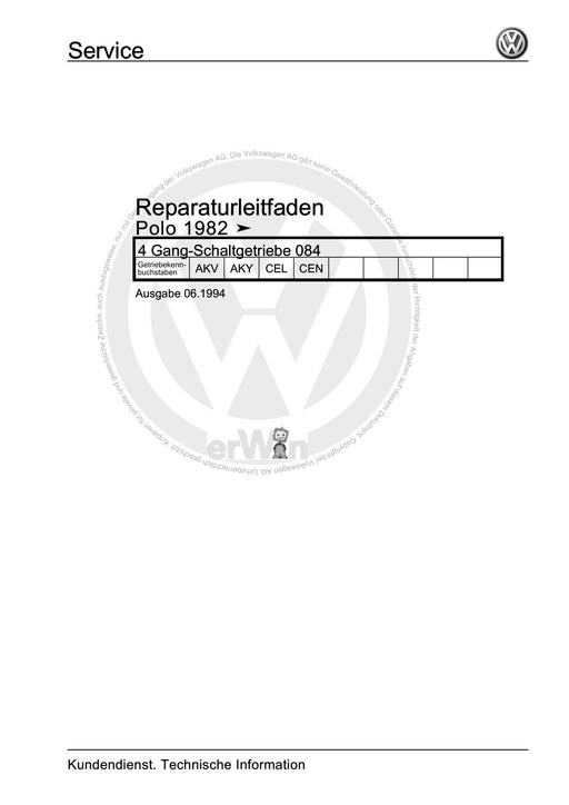 Polo (1981 - 1994) Polo-Coupe-Steilheck-Stufenheck Reparaturanleitung 4 Gang-Schaltgetriebe 084