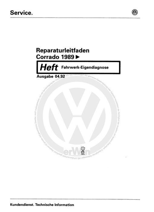 Corrado (1988 - 1995) Reparaturanleitung Fahrwerk Eigendiagnose
