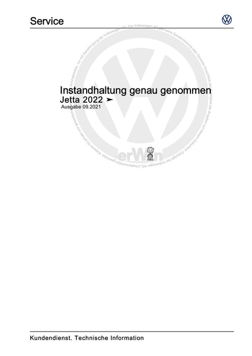Jetta (2014+) Maintenance handbook (IGG) Instandhaltung genau genommen