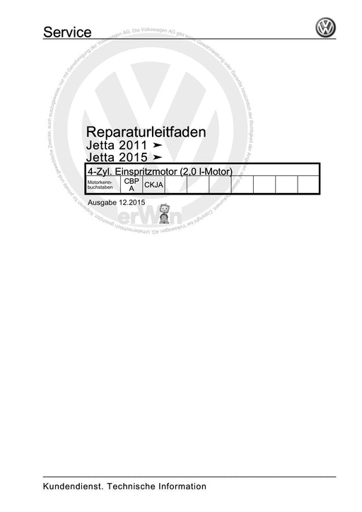 Jetta (1980 - 1988) Jetta Reparaturanleitung 4-Zyl. Einspritzmotor (2,0 l-Motor)