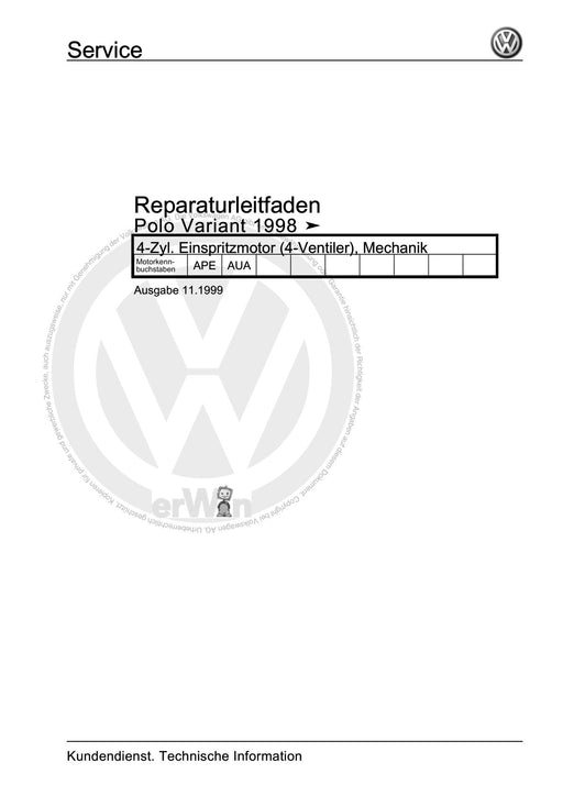 Polo (1995 - 2002) Polo Reparaturanleitung 4-Zyl. Einspritzmotor (4-Ventiler), Mechanik