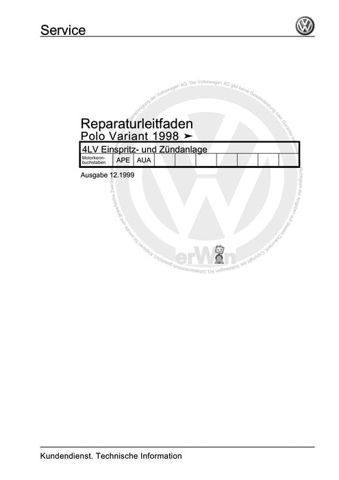 Caddy (1996 - 2003) Caddy Kasten-Kombi Reparaturanleitung 4LV Einspritz- und Zündanlage
