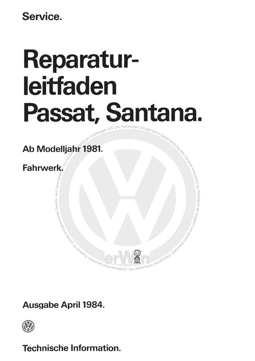 Passat (1974 - 1988) Passat-Passat Variant Reparaturanleitung Fahrwerk
