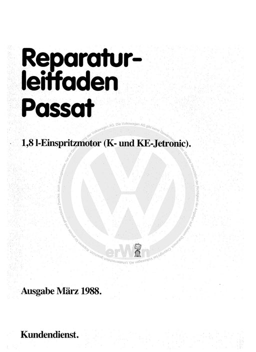 Passat (1982 - 1988) Passat-Santana Reparaturanleitung 1,8-l-Einspritzmotor (K- und KE-Jetronic), DZ,JN