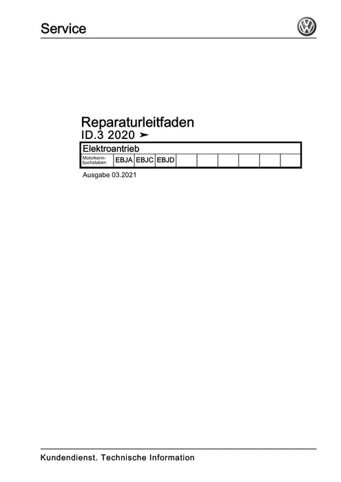 ID.3 (2020+) Reparaturanleitung Elektroantrieb