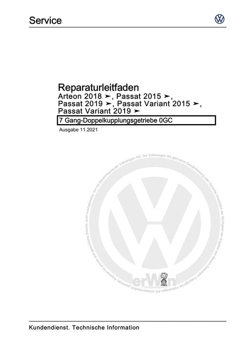 Passat (2019+) Reparaturanleitung 7 Gang-Doppelkupplungsgetriebe 0GC