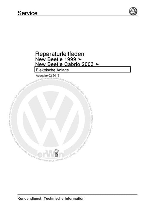 Beetle (1998 - 2010) New Beetle-Cabrio Reparaturanleitung Elektrische Anlage