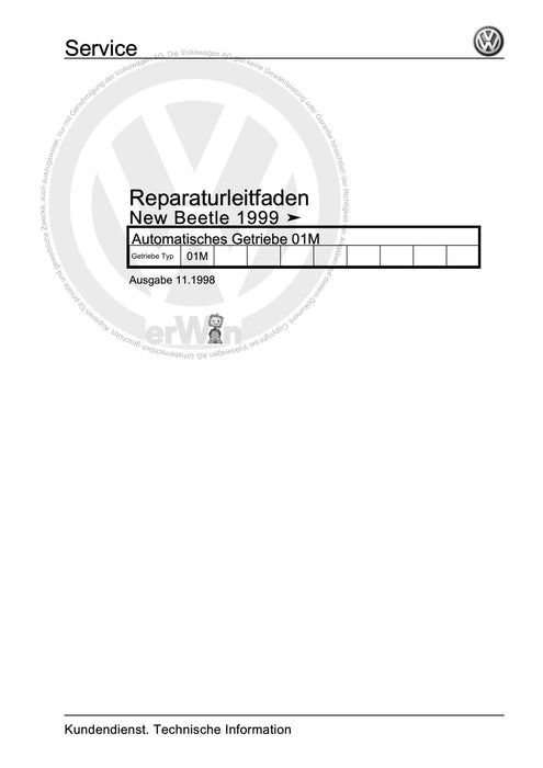 Beetle (1998 - 2010) New Beetle-Cabrio Reparaturanleitung Automatisches Getriebe 01M