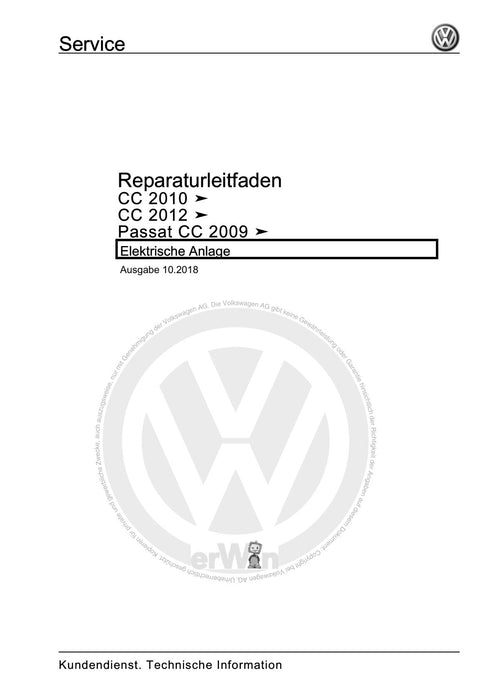 Passat CC (2009) Reparaturanleitung Elektrische Anlage