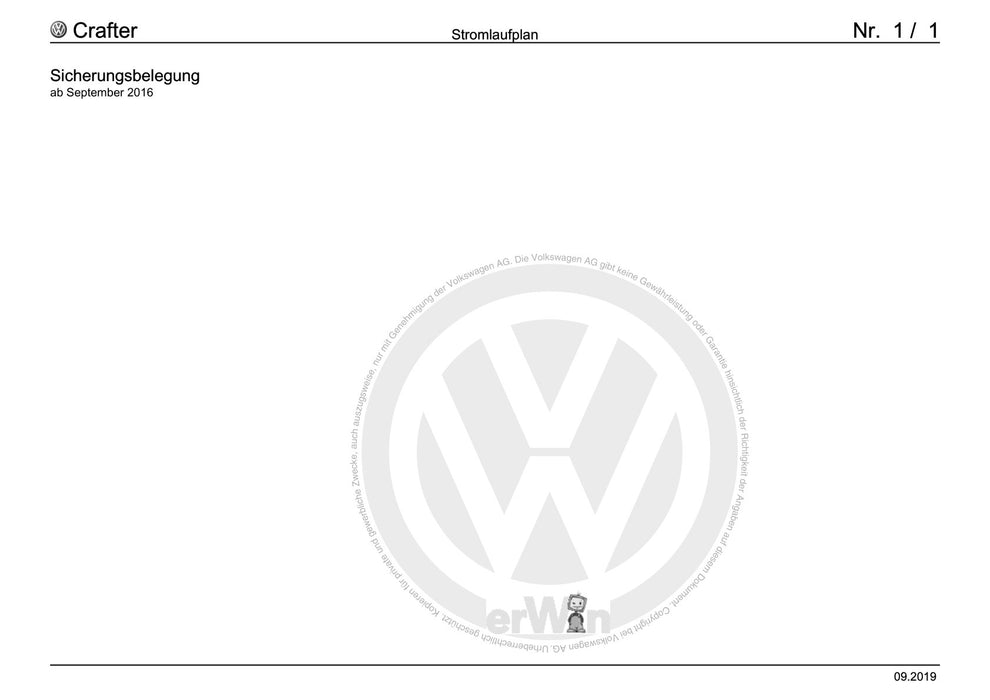 Crafter (2017+) Stromlaufplan Sicherungsbelegung, ab September 2016
