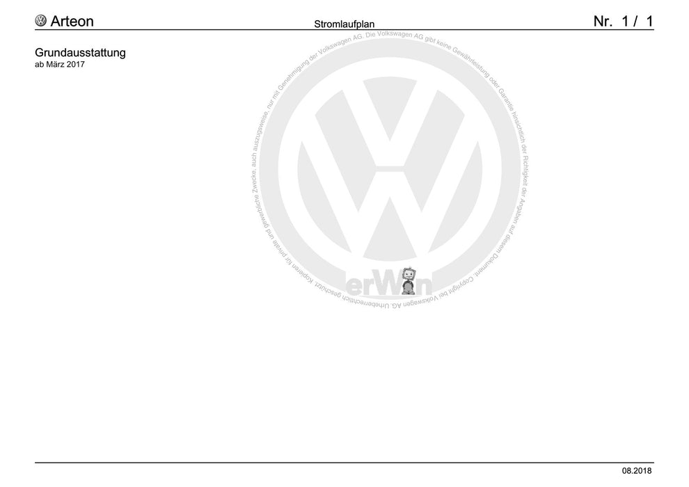 Arteon (2018 - 2020) Stromlaufplan Grundausstattung, ab März 2017