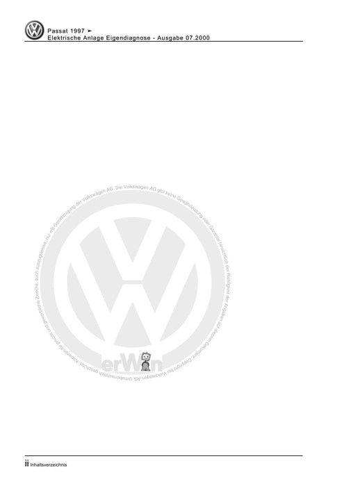 Passat (1997 - 2005) Passat-Passat Variant Reparaturanleitung Elektrische Anlage Eigendiagnose