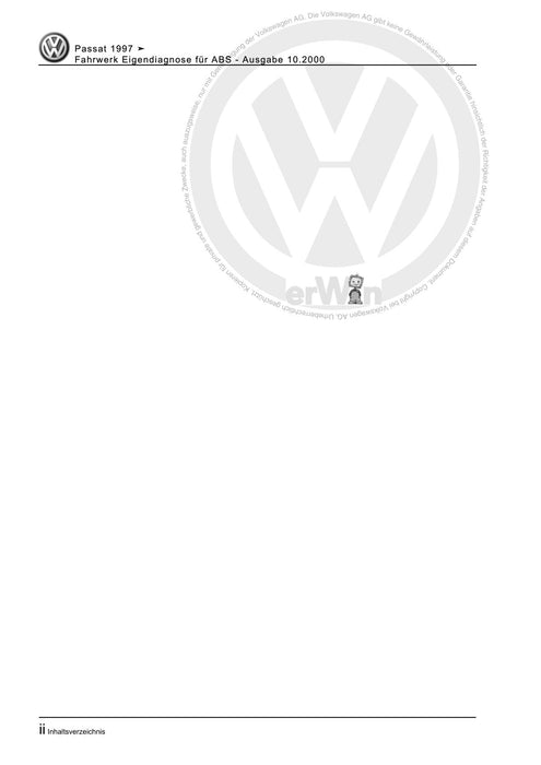 Passat (1997 - 2005) Passat-Passat Variant Reparaturanleitung Fahrwerk Eigendiagnose für ABS