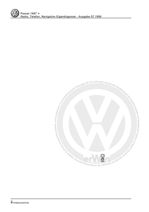 Passat (1997 - 2005) Passat-Passat Variant Reparaturanleitung Radio, Telefon, Navigation Eigendiagnose