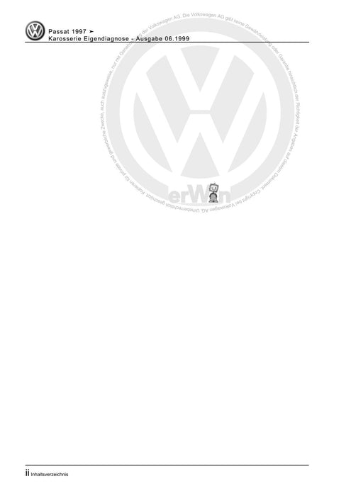Passat (1997 - 2005) Passat-Passat Variant Reparaturanleitung Karosserie Eigendiagnose