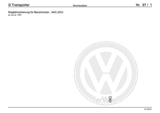 Transporter (1991 - 1996) Stromlaufplan Wegfahrsicherung für Benzinmotor, ACU, ab Januar 1995