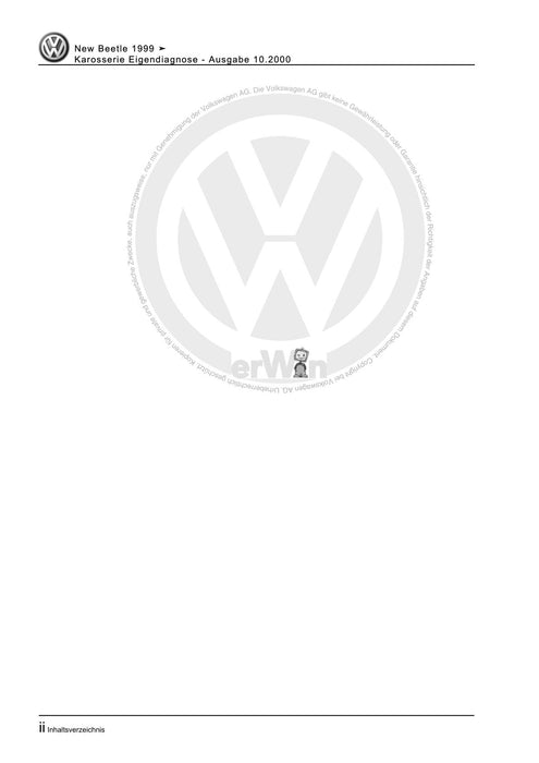 Beetle (1998 - 2010) New Beetle-Cabrio Reparaturanleitung Karosserie Eigendiagnose