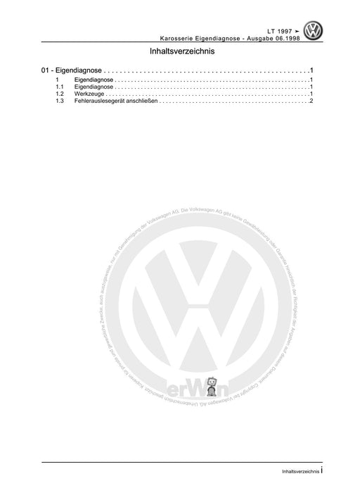 LT (1996 - 2006) Reparaturanleitung Karosserie Eigendiagnose