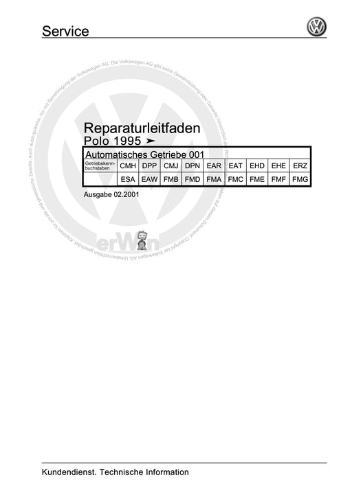 Polo (1995 - 2002) Polo Reparaturanleitung Automatisches Getriebe 001