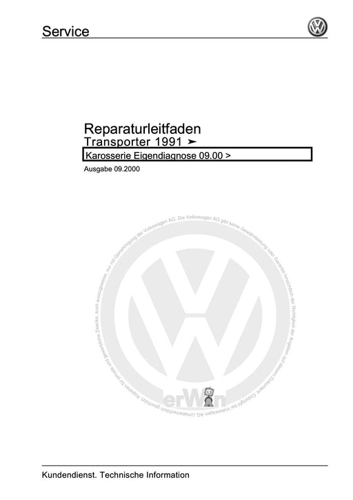 Transporter (1991 - 1996) Reparaturanleitung Karosserie Eigendiagnose 09.00+
