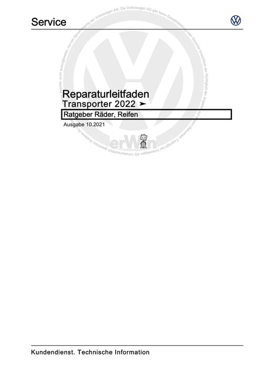 Transporter (2016+) Reparaturanleitung Ratgeber Räder, Reifen