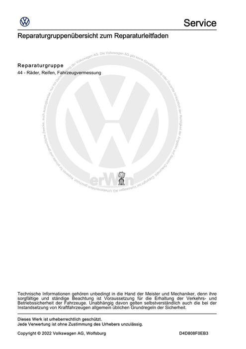 Jetta (2014+) Reparaturanleitung Ratgeber Räder, Reifen