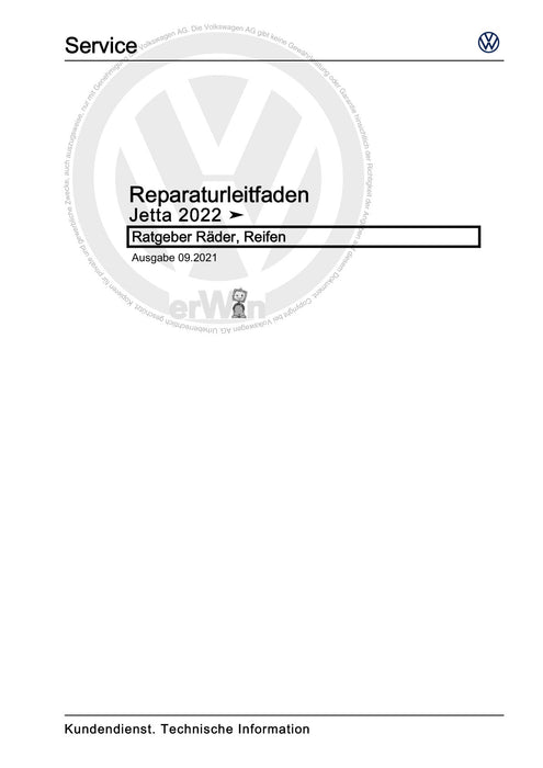 Jetta (2014+) Reparaturanleitung Ratgeber Räder, Reifen