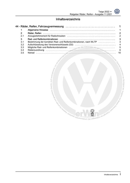 T-Cross (2019+) Reparaturanleitung Ratgeber Räder, Reifen