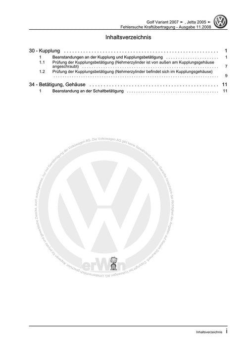 Golf V (2004 - 2007) Golf-Golf Variant-Golf Plus-Jetta Reparaturanleitung Fehlersuche Kraftübertragung