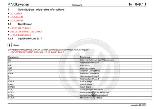 Arteon (2021+) Stromlaufplan --Allgemeine Informationen--