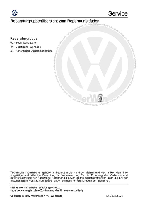 ID.4 (2020+) E2, E21] Reparaturanleitung 1 Gang-Getriebe vorn, 0MJ