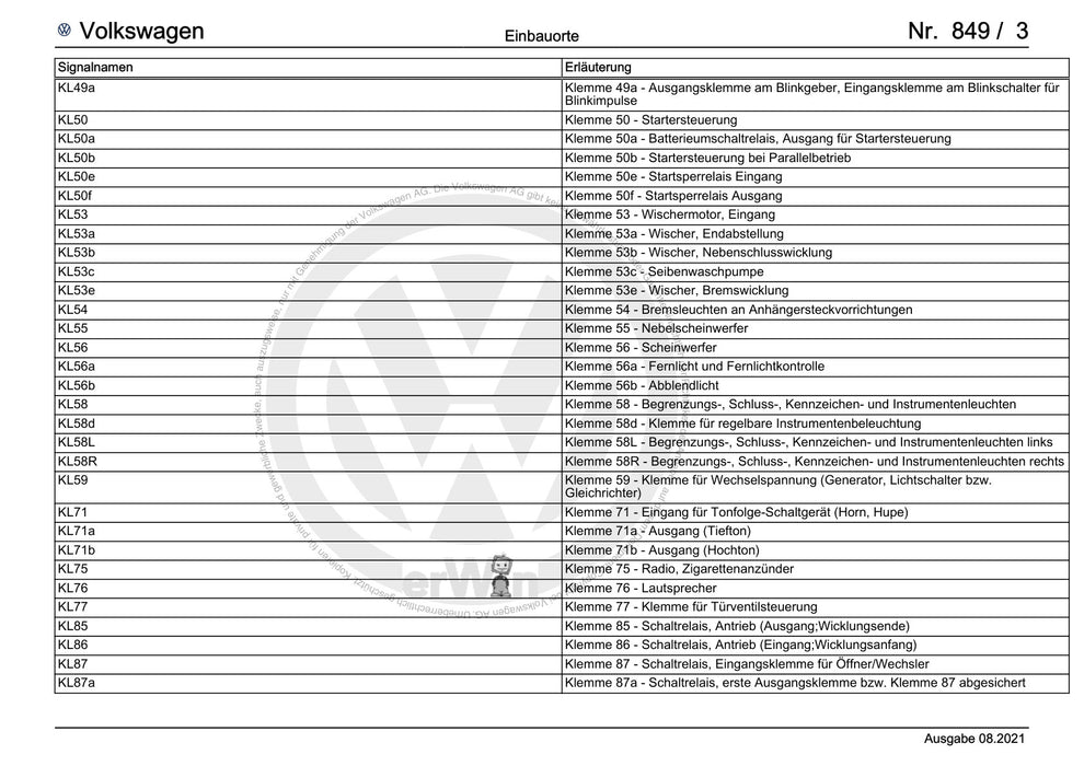 Passat (2011+) Passat-Passat Variant Stromlaufplan --Allgemeine Informationen--