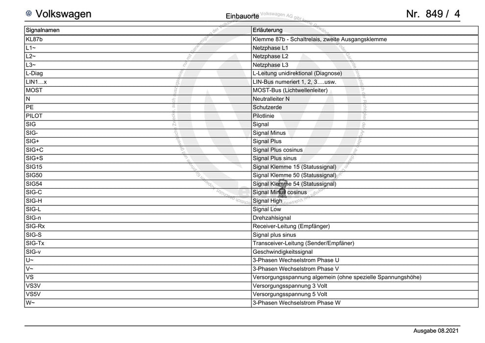 Passat (2011+) Passat-Passat Variant Stromlaufplan --Allgemeine Informationen--