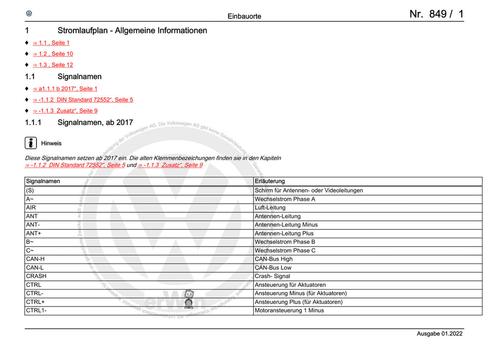 Crafter (2017+) Stromlaufplan - Allgemeine Information