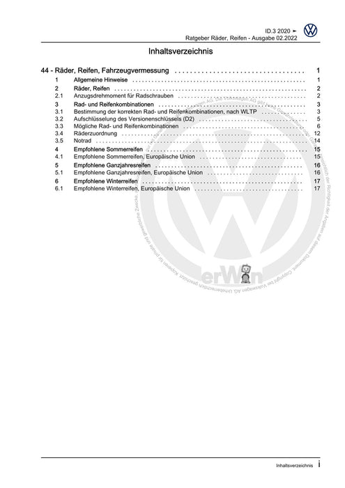 ID.3 (2020+) Reparaturanleitung Ratgeber Räder, Reifen