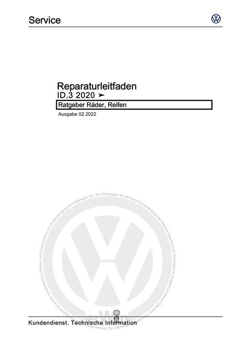 ID.3 (2020+) Reparaturanleitung Ratgeber Räder, Reifen