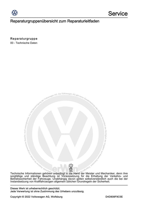 T-Cross (2019+) Reparaturanleitung Sicherheits- und Reparaturhinweise