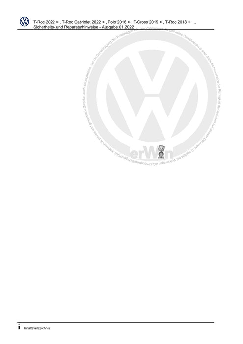 T-Cross (2019+) Reparaturanleitung Sicherheits- und Reparaturhinweise