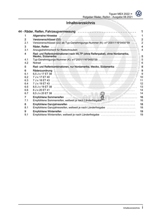 Tiguan (2008+) Reparaturanleitung Ratgeber Räder, Reifen
