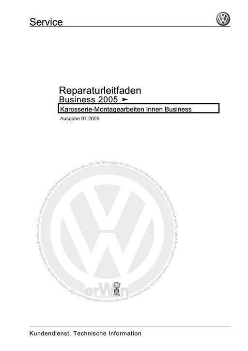 Transporter (2003 - 2007) Reparaturanleitung Karosserie-Montagearbeiten Innen Business