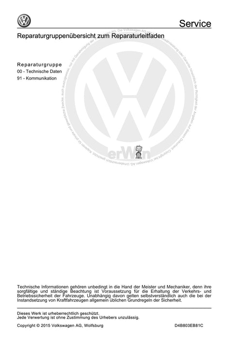 XL1 (2012+) Reparaturanleitung Kommunikation